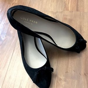 Cole Haan black suede dress shoes.